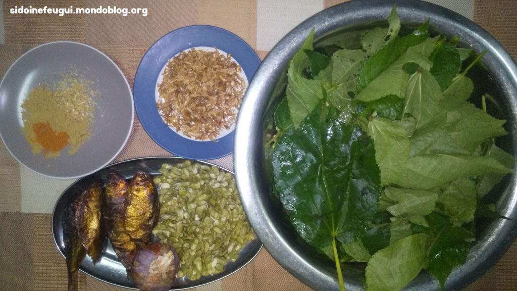 Ingrédients recette de feuille de nkui au pistache 