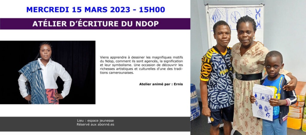 En mars dernier, ERNIS a animé un atelier sur l'écriture du Ndop avec les petits à l'Institut Français du Cameroun de Douala. 